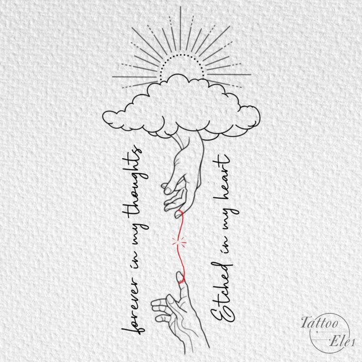 a drawing of a hand reaching out to a cloud with the words faith and hope written on it