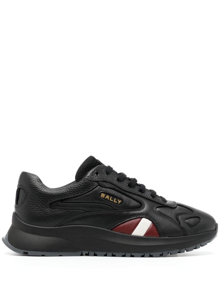 black calf leather panelled design logo print to the side logo patch at the tongue front lace-up fastening round toe rubber sole Black Lace-up Calf Leather Sneakers, Leather Lace-up Sneakers With Logo Print, Luxury Calf Leather Sneakers For Streetwear, Calf Leather Sneakers With Contrast Sole For Streetwear, Classic Calf Leather Sneakers For Streetwear, Black Low-top Calf Leather Sneakers, Black Calf Leather Low-top Sneakers, Classic Black Calf Leather Sneakers, Calf Leather Sneakers With Logo And Round Toe