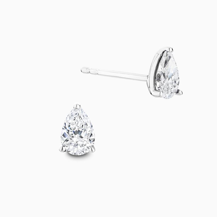 The Ecksand Pear-Cut Diamond Stud Earrings shown with Natural VS2+/ F+ in 14k White Gold Classic Pear-shaped White Gold Diamond Earrings, White Gold Pear-shaped Brilliant Cut Earrings, White Gold Pear Shaped Brilliant Cut Earrings, Pear-shaped Brilliant Cut White Gold Earrings, Timeless Diamond White Pear-shaped Earrings, Timeless White Pear-shaped Diamond Earrings, Timeless Pear-shaped Diamond White Earrings, Diamond White Pear-shaped Timeless Earrings, Classic Pear Shaped Diamond Earrings