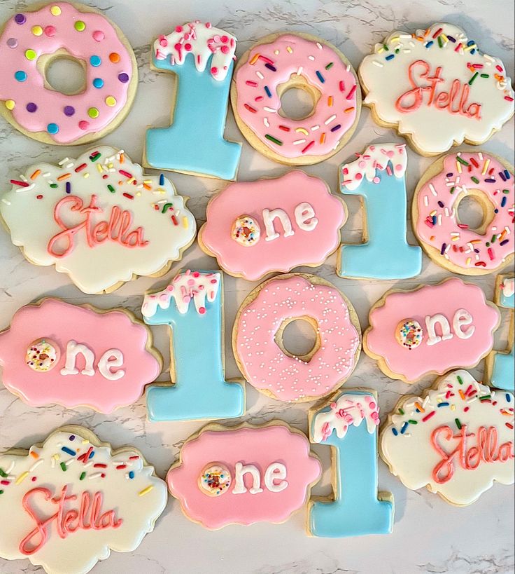 decorated cookies with the number one on them