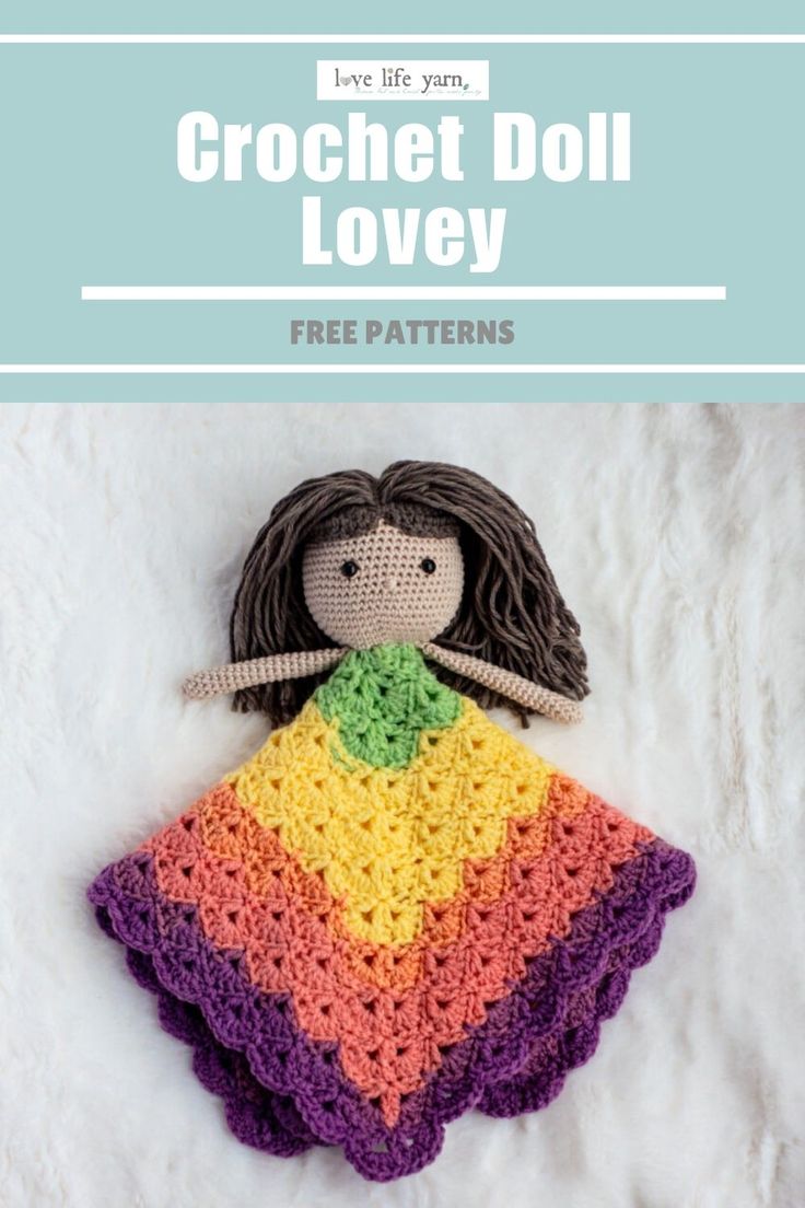 Doll Lovey | Free Crochet Lovey Pattern Free Crochet Lovey, Crochet Lovey Pattern, Crochet Cable Blanket, Crochet Lego, Lovey Blanket Pattern, Fun Blanket, Crochet Zebra, Lovey Pattern, Crochet Lovey