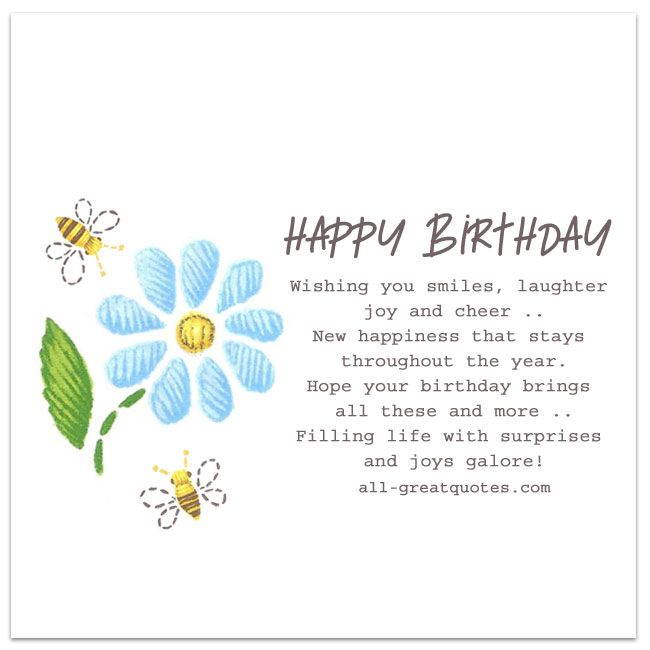 a birthday card with flowers and bees on it