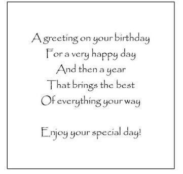 a birthday card with the words, greeting on your birthday for a very happy day