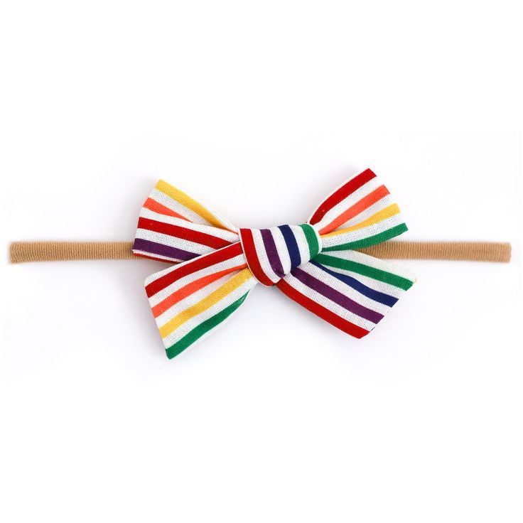 rainbow stripe baby hair bow on nylon band Baby Bow, Nylon Headbands, Baby Bows, Rainbow Stripes, Hair Bow, Hair Bows, Rainbow, Hair, Quick Saves