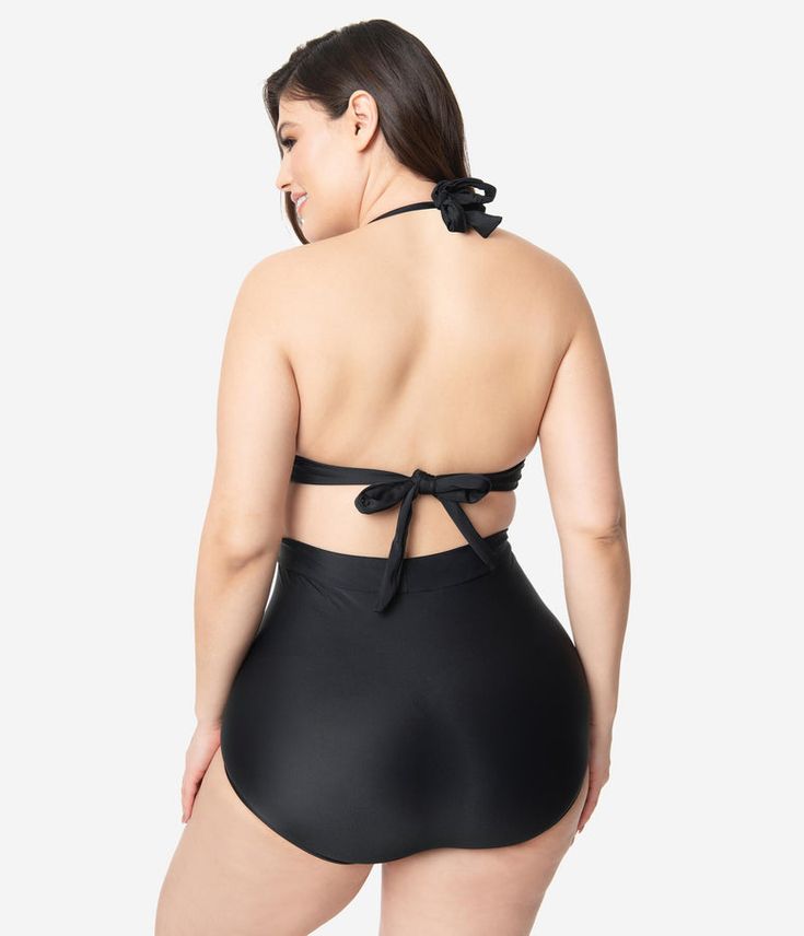 The Retro Restocks Collection - Restocked Vintage Clothing – Unique Vintage Simple Swimsuit, Unique Swimsuits, Halter Swim Top, Vintage Plus Size, Retro Swimsuit, High Waist Fashion, Swimsuits High Waisted, Swim Suit Bottoms, Plus Size Swimwear