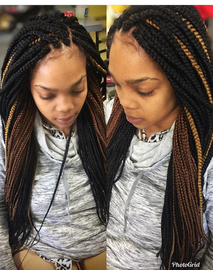 Multi-color box braids .... Styled by Uniquebraidsandweaves Multi Color Box Braids, Box Braids Color, Color Box Braids, Box Braids With Color, Braids With Color, Braided Bun Styles, Box Braids Bun, Braids Color, Small Box Braids