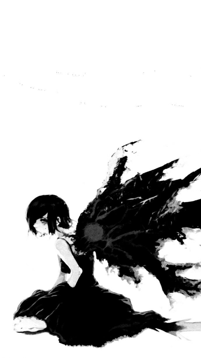 a black and white drawing of a woman with wings