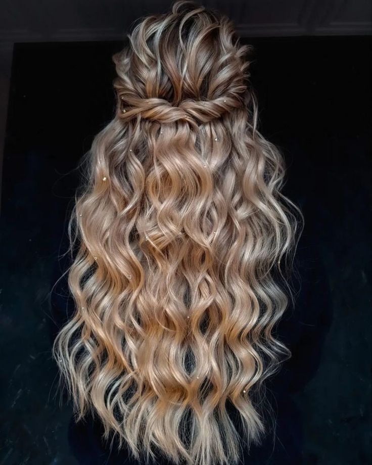 60 Most Popular Curly Hairstyles In 2024 Wedding Half Updo, Messy Wavy Hair, Braided Half Updo, Down Wedding Hairstyles, Wavy Wedding Hair, Half Up Half Down Wedding, Romantic Curls, Braided Half Up, Simple Wedding Hairstyles