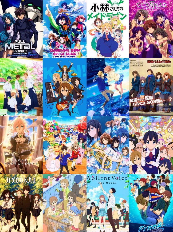 many anime characters are shown in this collage