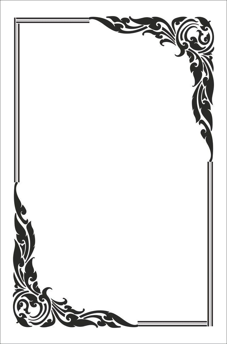 an ornate black and white frame with swirls on the edges, for use as a border