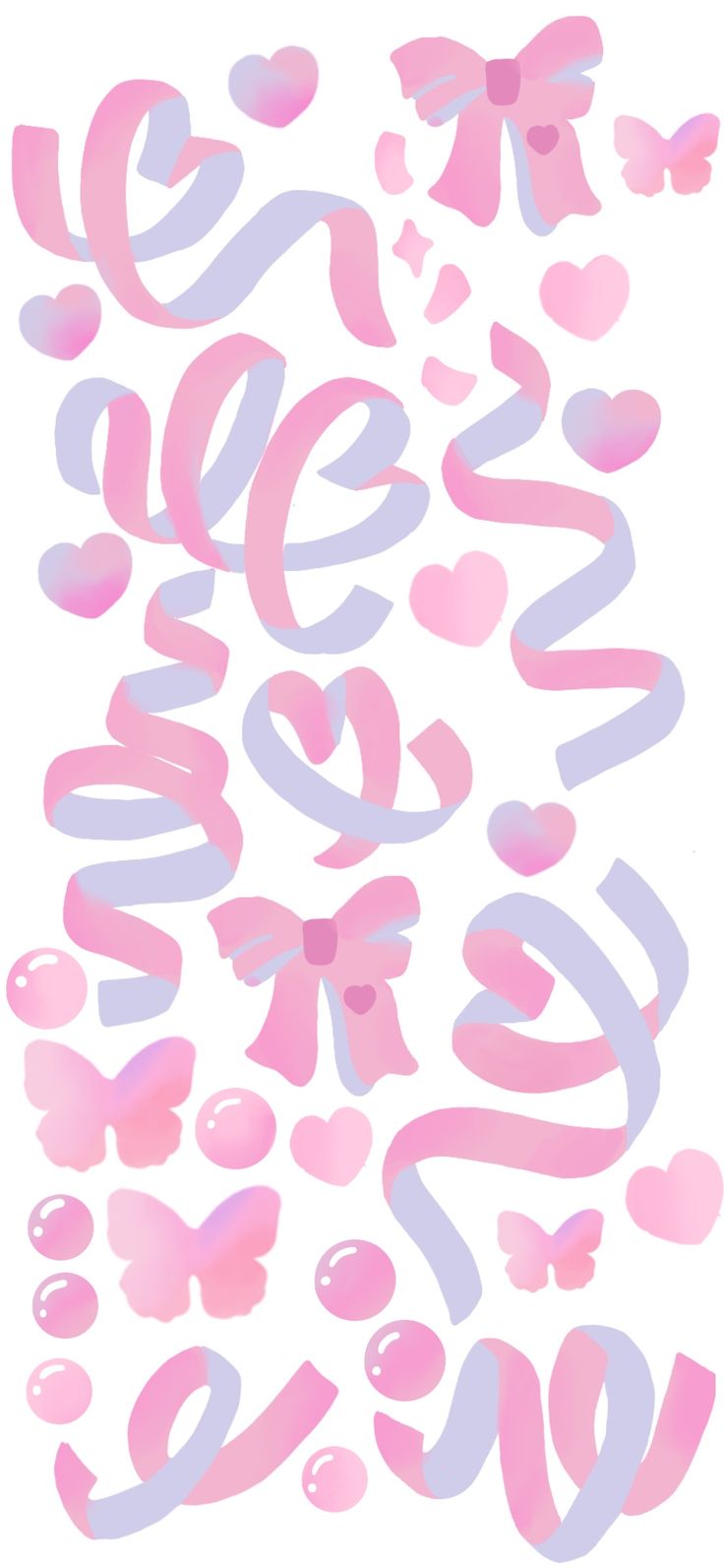 pink and blue letters are arranged in the shape of hearts