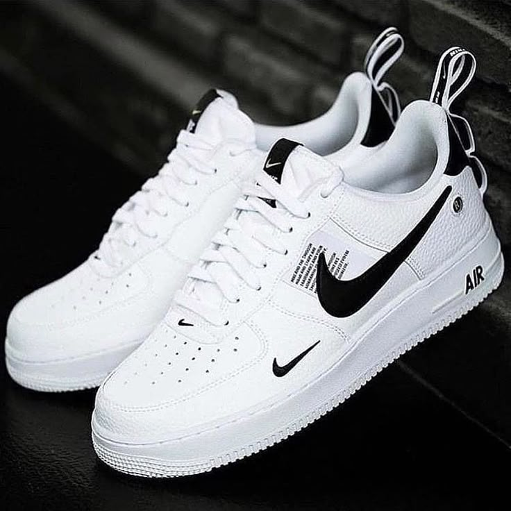 Air Force 1 ‘07 LV8 Utility - White/Black White Nike Shoes Womens, Kasut Nike, Black Nike Sneakers, Nike Shoes Air Force, White Nike Shoes, Black Nike Shoes, Custom Nike Shoes, Nike Air Shoes, Nike Tennis