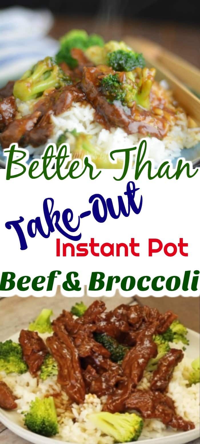 beef and broccoli stir fry on top of rice with the words, better than take - out instant pot beef & broccoli