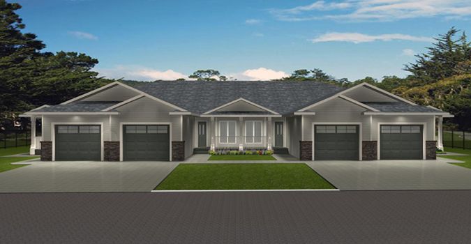 this is an artist's rendering of a two - story house with garages