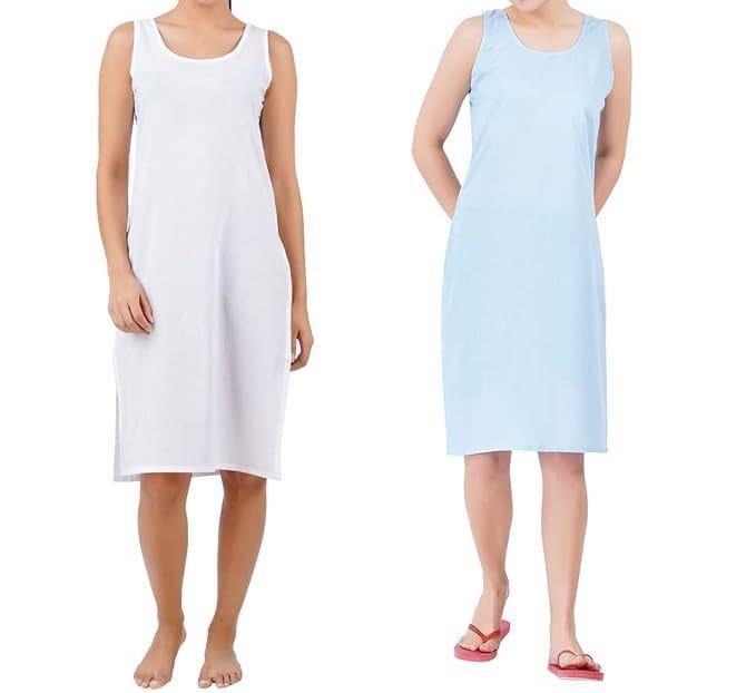 2 Pcs Sky Blue and White Color Inner Slip for Women, Cotton Long Full Length camisole, Ladies Underdress for Sheer Dresses by ChikankariFashion on Etsy Sheer Dresses, Fashion Garments, Rich Fabric, Sheer Dress, Long Length, Perfect Match, White Color, Sky Blue, Breathable Fabric