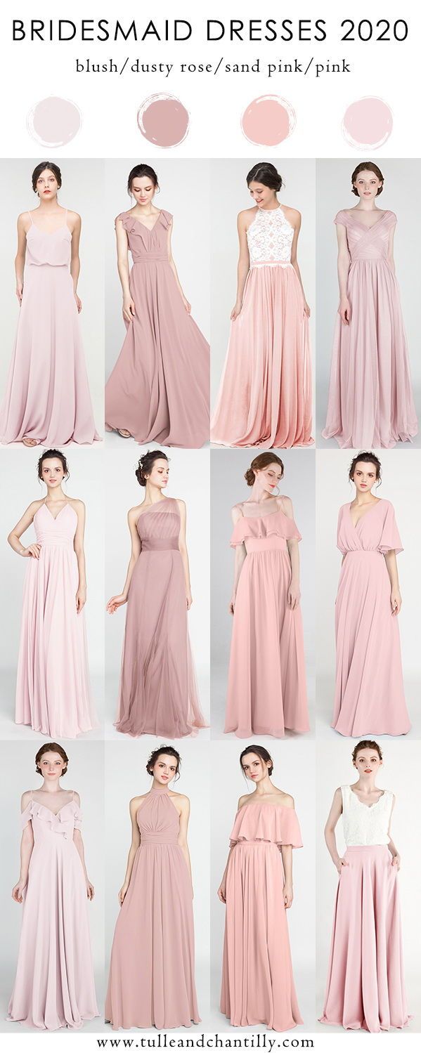 a collage of photos showing different styles of bridesmaid dresses