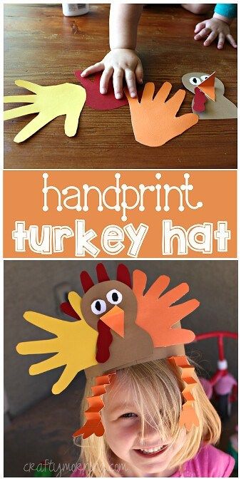 handprint turkey hat for kids to make