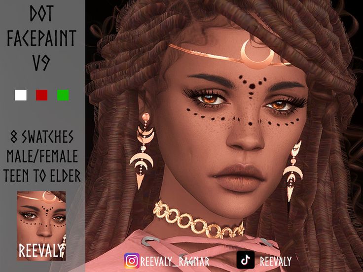 The Sims Resource - Dot Facepaint V9 Sims 4 Face, Christmas Eyeshadow, Sims 4 Tattoos, Glitter Leggings, Female Base, Makeup Cc, Dot Tattoos, New Mods, Face Tattoos