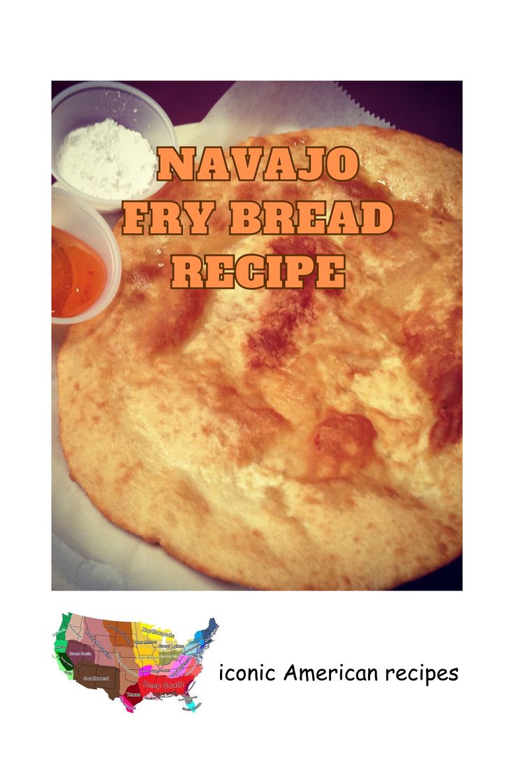 an image of navajo fry bread recipe on a plate with map in the background