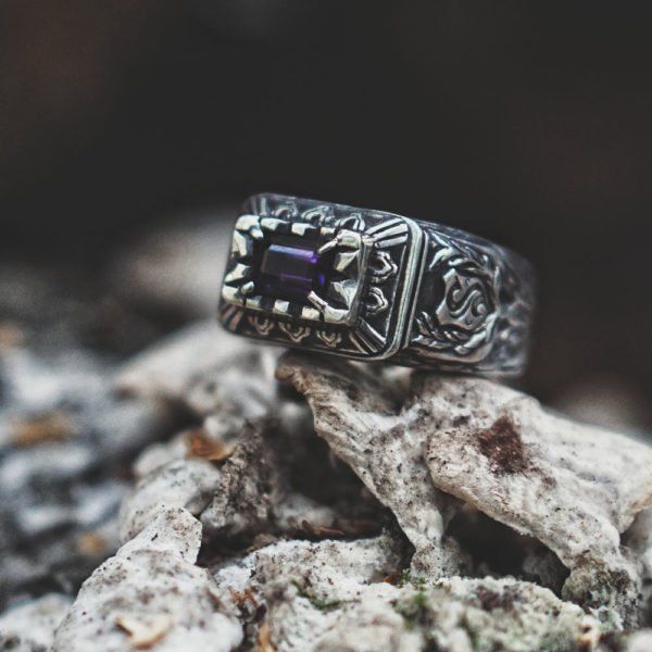 Amethyst Gothic Ring Medieval Ring, Medieval Rings, Amethyst Engagement Ring, Gothic Ring, Amethyst Ring Engagement, Men Rings, Gothic Rings, The Ring, Fashion Pants