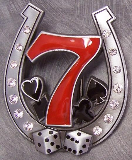 the number seven is surrounded by dice and diamonds