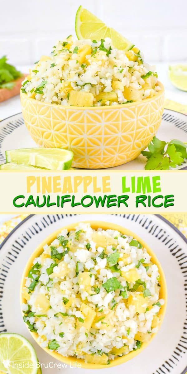 pineapple lime cauliflower rice in a bowl