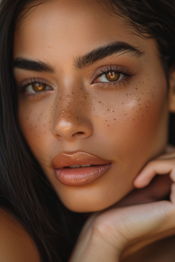 Dark Red Lipstick, Radiant Makeup, Lipstick Dark Red, Women With Freckles, Feminine Face, Beauty Vibes, Dewy Makeup, Nude Lips, Inner Glow