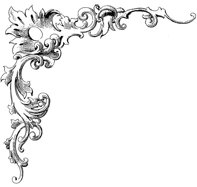 an ornate frame with scrolls and leaves on the edges, vintage line drawing or engraving