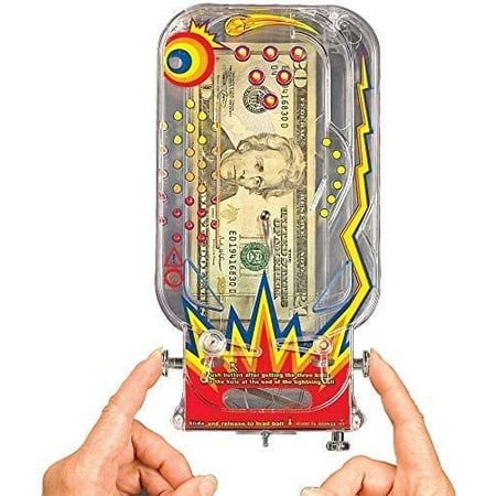 two hands are holding up a box with money in it and another hand is pointing at it