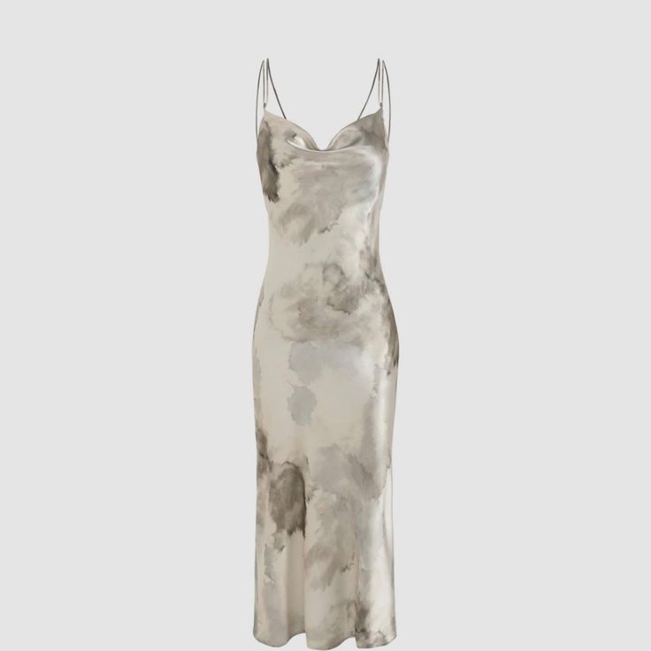 Nwot Grey Multicolored Satin Midi Dress Metallic Satin Dress For Spring, Elegant Spring Metallic Midi Dress, Chic Silver Slip Dress For Evening, Elegant Silver Slip Dress For Evening, Elegant Silver Sleeveless Slip Dress, Elegant Sleeveless Silver Slip Dress, Chic Silver Sleeveless Slip Dress, Chic Sleeveless Silver Slip Dress, Elegant Silver Summer Midi Dress