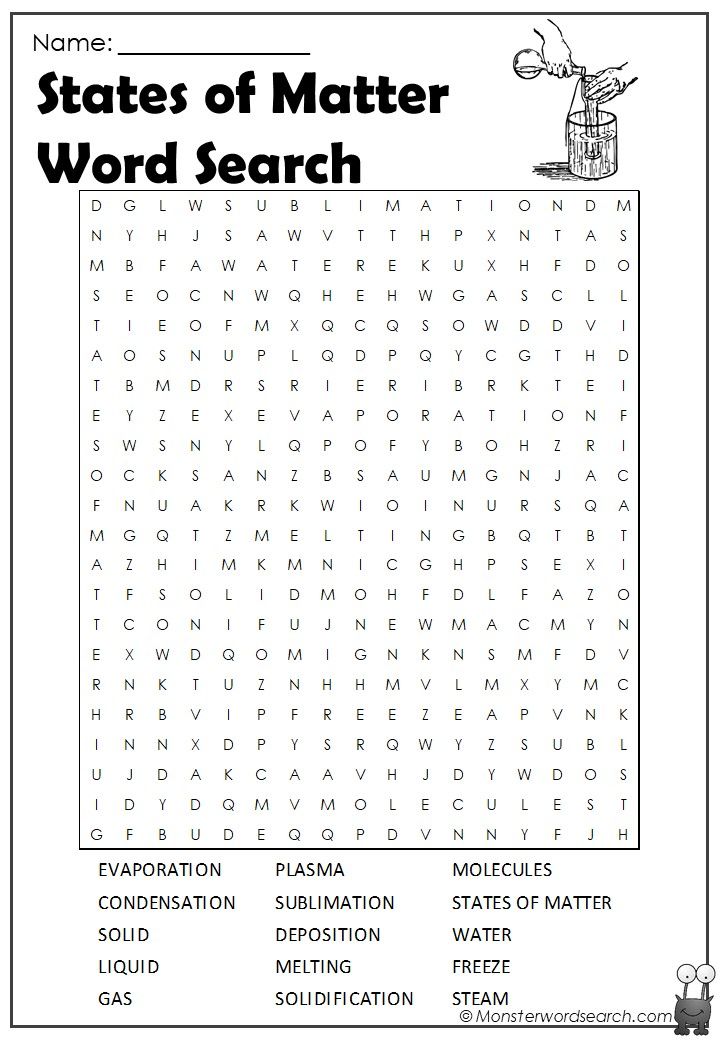 the states of matter word search is shown in this printable worksheet for kids