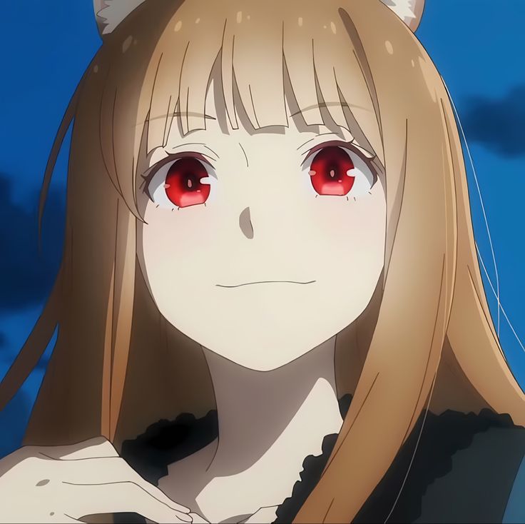 an anime character with red eyes and cat ears on her head, staring at the camera