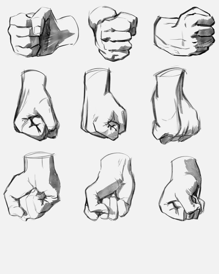 hand gestures drawn in black and white