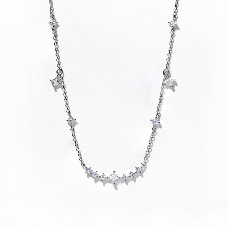 Ready, set, SHINE with our Secret Rendezvous Necklace! This delicate necklace is like a constellation of glitter, featuring shiny cubic zirconia stones that catch the light beautifully. It's perfect for adding a touch of bling to your everyday style. Star-shaped Sparkling Cubic Zirconia Necklaces, Secret Rendezvous, Our Secret, Sample Sale, Delicate Necklace, Everyday Style, The Light, Constellations, Silver Necklaces