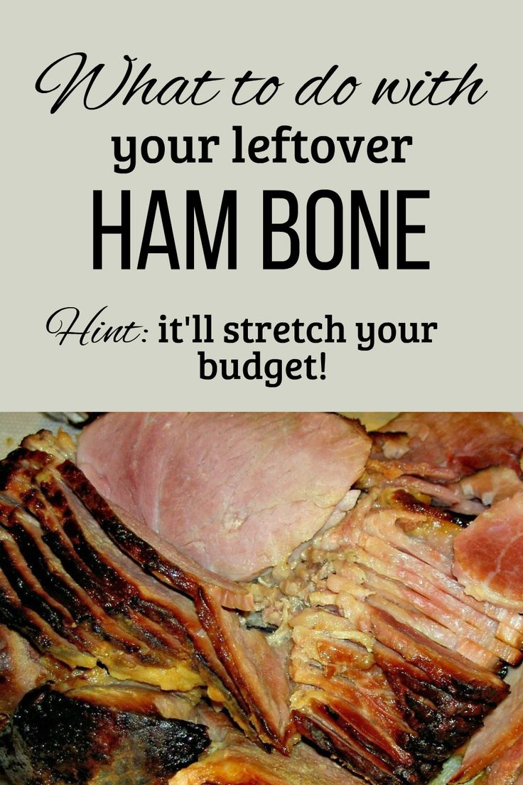 ham on a plate with the words what to do with your leftover ham bone