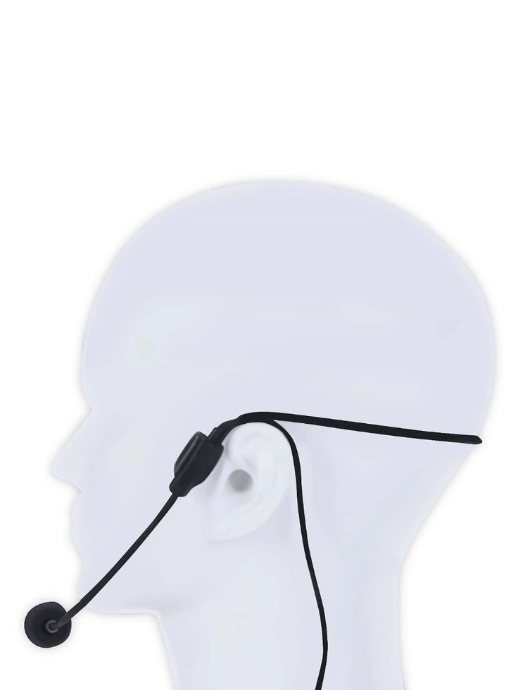 a white head with a black cord attached to it