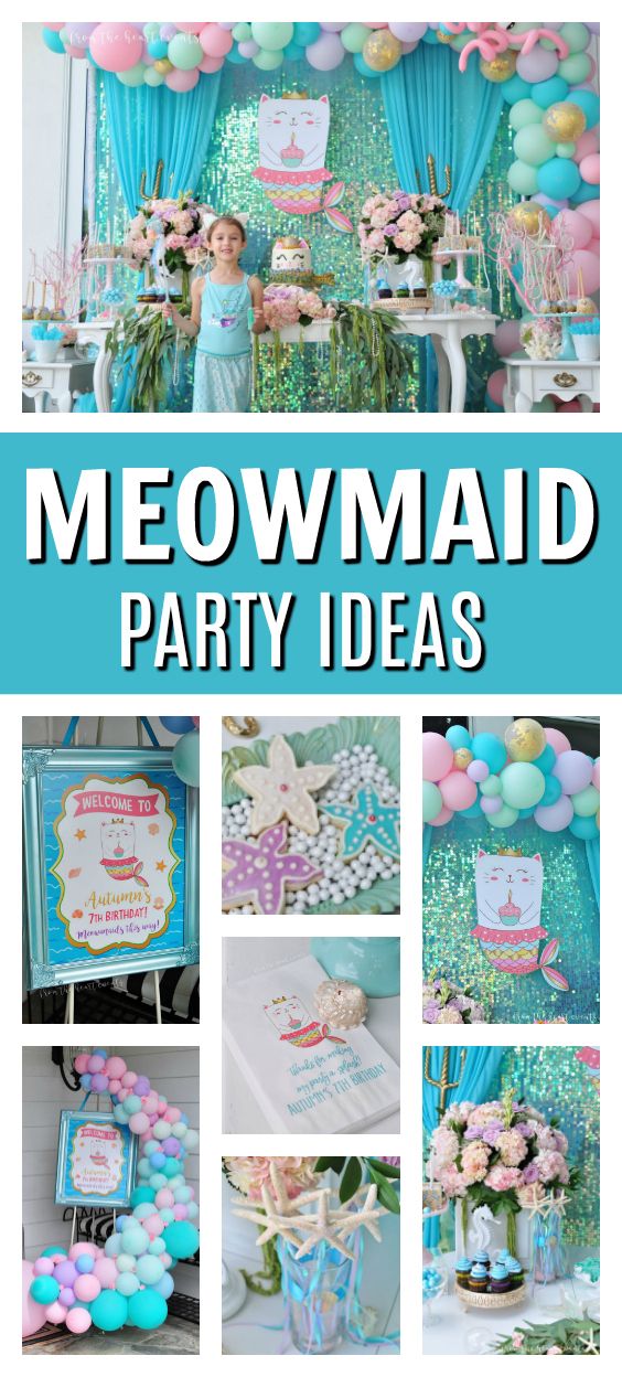 the mermaid party is complete with balloons, decorations and other things to make it fun