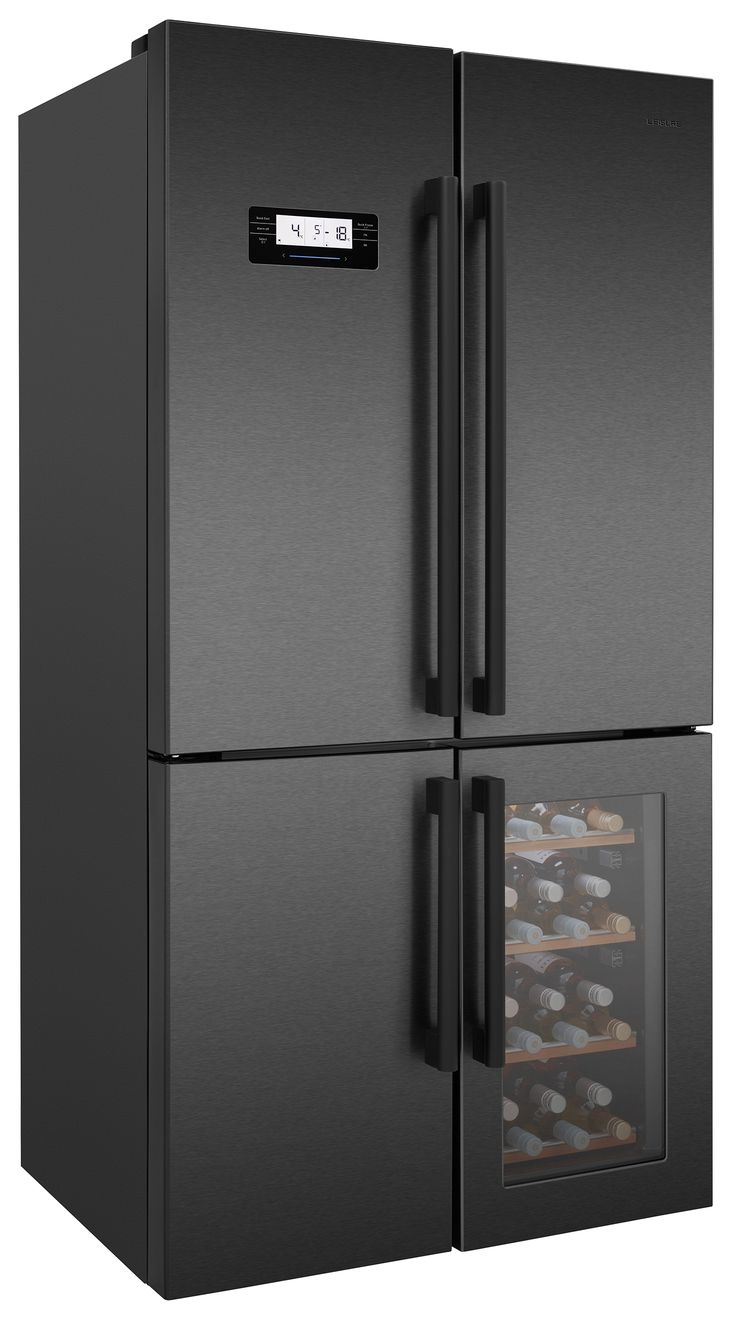 a black refrigerator freezer sitting next to each other