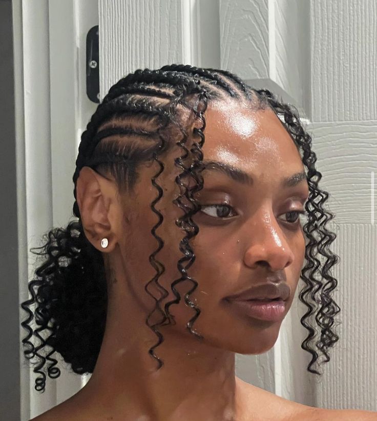 Vacation Cornrows For Black Women, Natural Braided Hairstyles Without Weave, Cornrows With Box Braids, Hair Down Styles, Braiding Hair Colors, Cornrows Natural Hair, Braiding Hairstyles, Natural Braided Hairstyles, 4b Hair