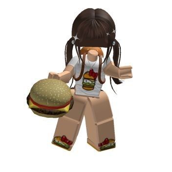 a lego girl holding a hamburger in her hand