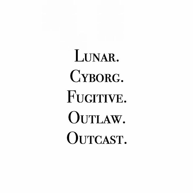 an image of some type of text on a white background with the words lunar, cyborc, fugitive, outlast and outcast