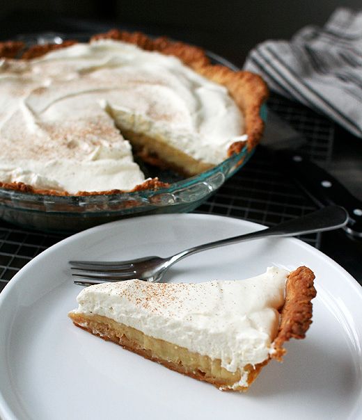 a piece of pie sitting on top of a white plate next to a slice of pie