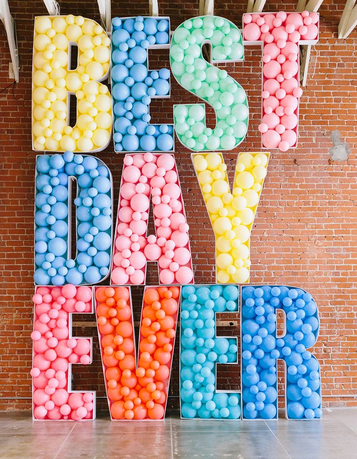 the words best day ever are made out of candy