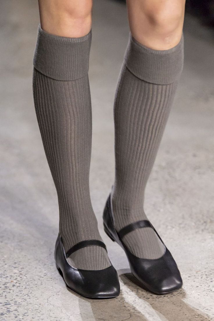 Footwear, Human leg, Sock, Leg, Shoe, Joint, Calf, Knee, Ankle, Tights, Ballet Flats With Socks, Fall 23, Jason Wu, Jane Shoes, Knee Socks, Knee High Socks, Mary Jane Shoes, Mary Jane Sneaker, High Socks