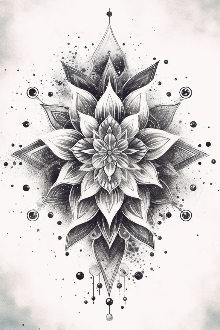 a black and white drawing of a flower