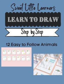 the book cover for learn to draw step by step with an image of animals on it