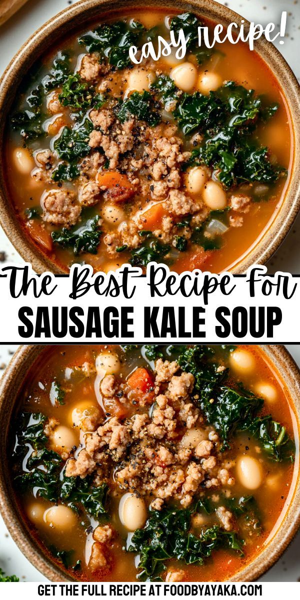 Bowl of sausage kale soup, a cozy option for Christmas dinners and winter comfort. Christmas Dinner Soup, Sausage Soup Crockpot, Christmas Soup Recipes, Holiday Soup Recipes, Christmas Crockpot, Sausage Kale Soup, Dinner Soup Recipes, Holiday Soups, Christmas Soup