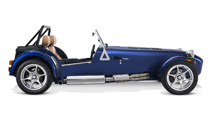 an old fashioned blue sports car with the top down and two seats folded back, on a white background