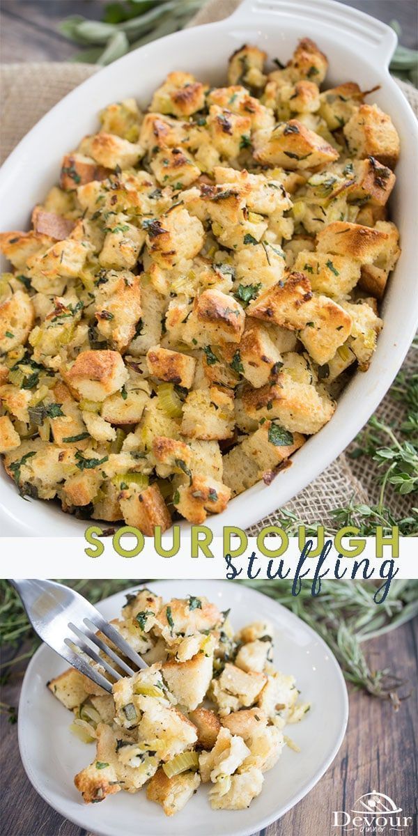 this is an image of stuffing in a casserole dish