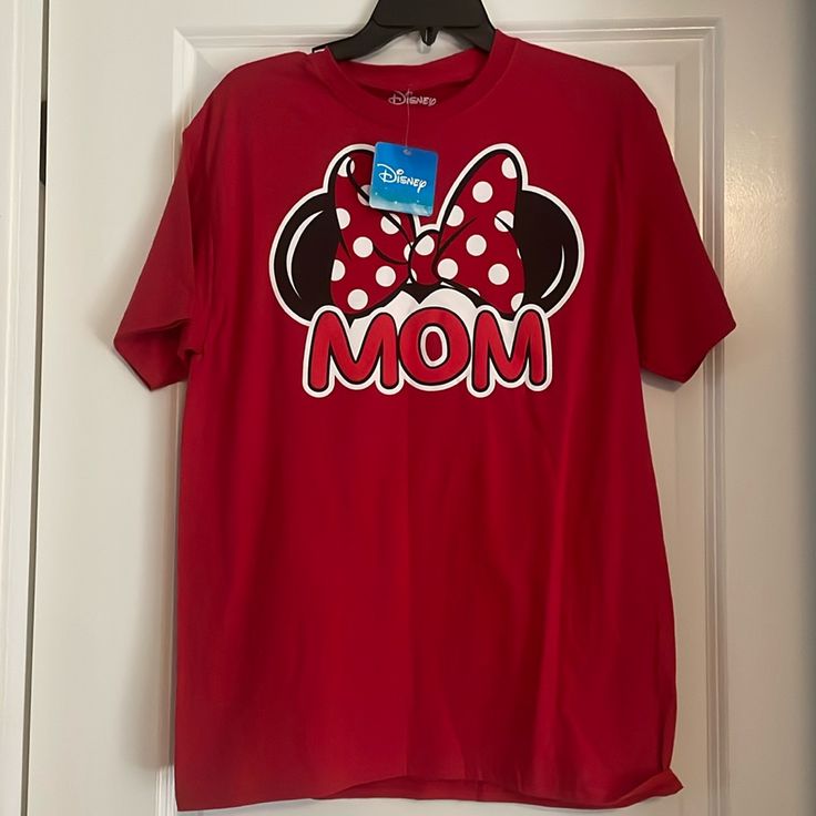 Brand New With Tag Size Women’s Medium Red Minnie Mouse Short Sleeve Top, Red Disney Short Sleeve Tops, Fun Red Minnie Mouse T-shirt, Red Minnie Mouse Tops For Disney Fan Events, Red Short Sleeve Top With Minnie Mouse, Red Minnie Mouse Top For Disney Fan Events, Fun Red Minnie Mouse Top, Red Disney Crew Neck Top, Red Mickey Mouse T-shirt For Disney Fan Events